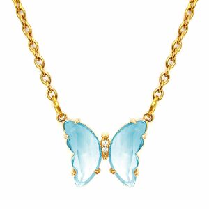 Kék kristálypillangós gyerek nyaklánc medállal