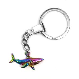 Színes cápás kulcstartó, ezüst színben