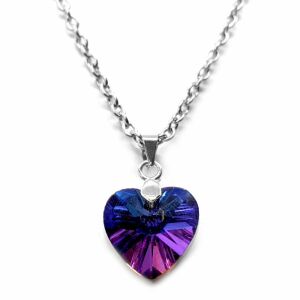 Kék kristály szív gyerek nyaklánc medállal