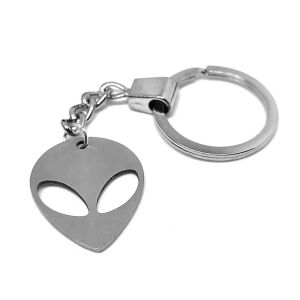 Nemesacél UFÓ kulcstartó, ezüst színben