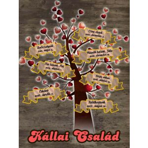 Puzzle – Családfa szívekkel, tetszőleges adatokkal... (120 db-os)