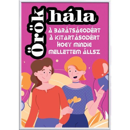 Falikép - Örök hála a barátságodért, két nővel és lufikkal