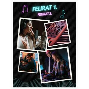 Falikép kollázs több fotóból zenei (videóvetítő opcióval)