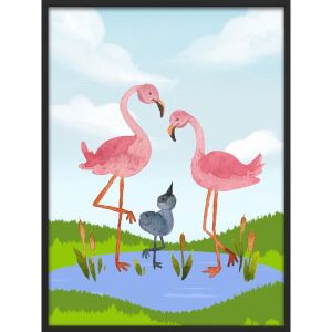 Falikép – Egyedi feliratos flamingók (videóvetítő opcióval)