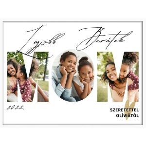 Falikép – Egyedi felirattal és fotóval, MOM felirattal (videóvetítő opcióval)