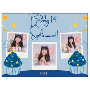 Falikép – Boldog Születésnapot egyedi adatokkal saját fotóval 2. (videóvetítő opcióval)