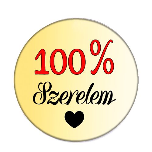 100% Szerelem kitűző, kerek gomb jelvény szívvel, tökéletes ajándék szeretteidnek - Kitűző és jelvény