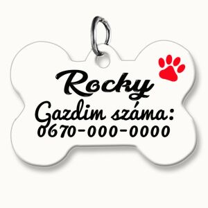 Kutyabiléta, csont alakú, fehér háttérrel (tetszőleges adatokkal)