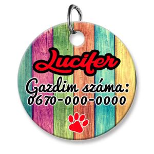 Cicabiléta vagy kutyabiléta, kör, retro színes famintás (tetszőleges adatokkal)