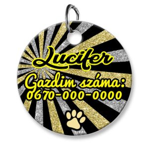 Cicabiléta vagy kutyabiléta, kör, arany-fekete csíkos (tetszőleges adatokkal)