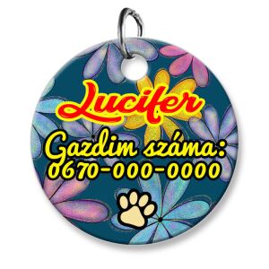 Cicabiléta vagy kutyabiléta, kör, virágos (tetszőleges adatokkal)