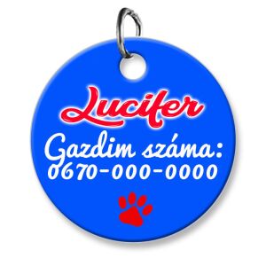 Cicabiléta vagy kutyabiléta, kör, kék (tetszőleges adatokkal)