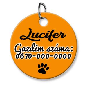 Cicabiléta vagy kutyabiléta, kör, narancs (tetszőleges adatokkal)