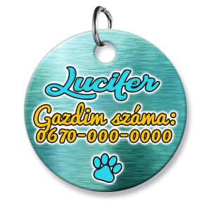 Cicabiléta vagy kutyabiléta, kör, metálzöld (tetszőleges adatokkal)