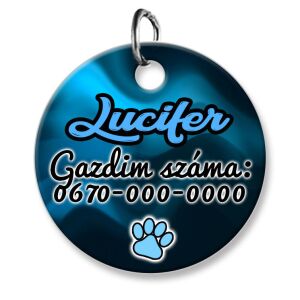 Cicabiléta vagy kutyabiléta, kör, fekete-kék absztrakt (tetszőleges adatokkal)