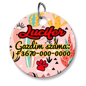 Cicabiléta vagy kutyabiléta, kör, kaktuszvirágos (tetszőleges adatokkal)