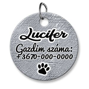 Cicabiléta vagy kutyabiléta, kör, sötét rusztikus szürke (tetszőleges adatokkal)