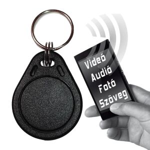 Videó- fotóvetítő kulcstartó, videót, zenét, linket küld mobilra - fekete
