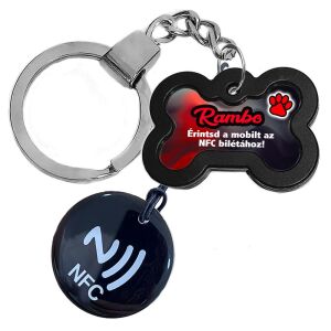 Okos Kutyabiléta digitális chippel (felkódoljuk a kutya adatait a chipre) – fekete-piros