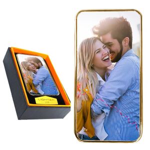Fényképes kétoldalas USB öngyújtó a Te fotóddal és feliratoddal (dobozban), arany