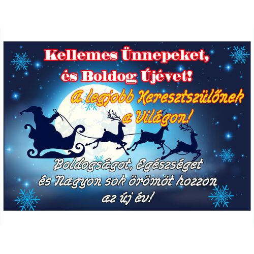 Karácsonyi Puzzle Keresztszülőknek - Mikulás és rénszarvasok boldog ünnepeket kívánnak