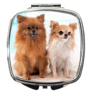 Sminktükör két kutyás mintával (feliratozható)