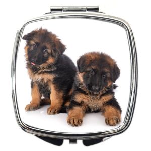 Sminktükör két kutyás mintával 2. (feliratozható)