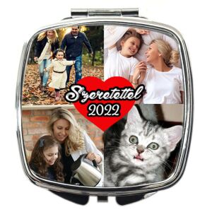 Fényképes Sminktükör a Te fotóddal és feliratoddal, 4 fotóval