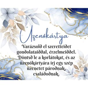Üzenőkártya a Te feliratoddal, több méretben, kék-arany