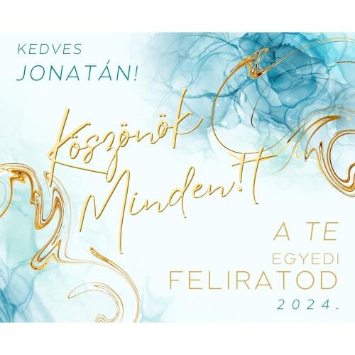 Üzenőkártya a Te feliratoddal, több méretben, világoskék-arany 135912116