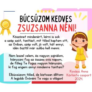 Üzenőkártya a Te feliratoddal, több méretben, óvónéninek 6.