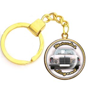 CARSTON Elegant Oldtimer Mercedes (II.) medál lánccal vagy kulcstartóval, ezüst vagy arany színben