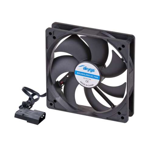 Ventilátor Akyga System 12 cm čierny AW-12A-BK Molex 120x120 mm Ventilátor do počítačovej skrine čierny 1 dB