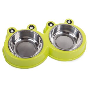 Dupla etetőtál cicának, kutyának, kivehető acél tartályokkal