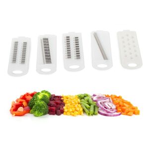 5 az 1-ben zöldségszeletelő pengék aprított zöldségekkel - Szeletelő gép