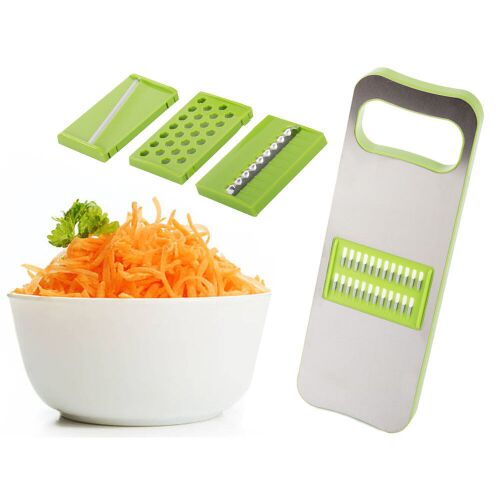 4 az 1-ben Zöldség-Gyümölcs Reszelő cserélhető pengékkel és reszelt sárgarépával egy tálban