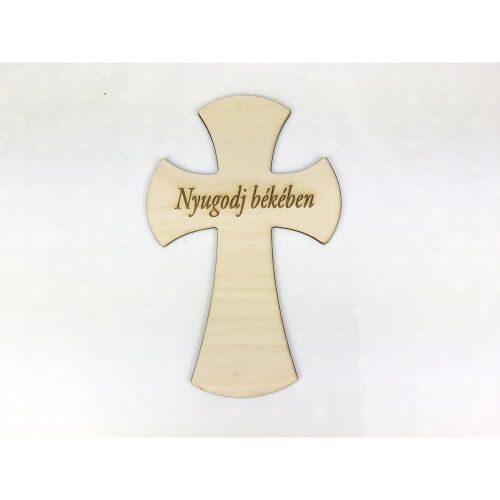 Natúr fa - "Nyugodj békében" íves kereszt 18cm 128140791