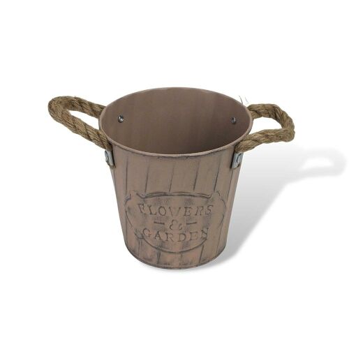 Bordázott bádog kaspó 13x12cm - púder 128142478