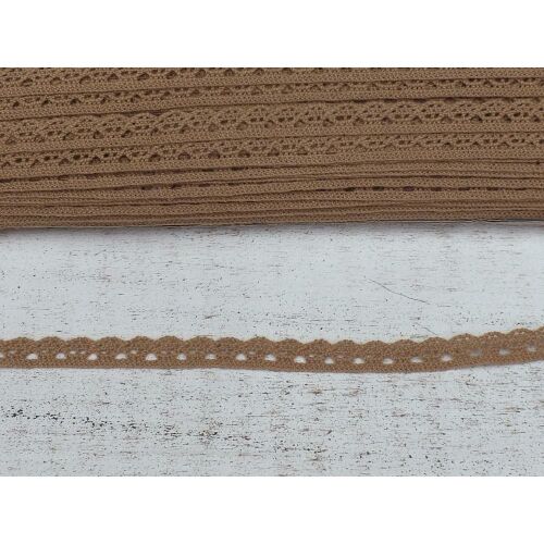 Pamut Csipke Szalag - 1cm x 2m - Barna