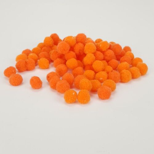 100 narancssárga zsenília pompon, 1,5cm átmérő - Dekor zsenília