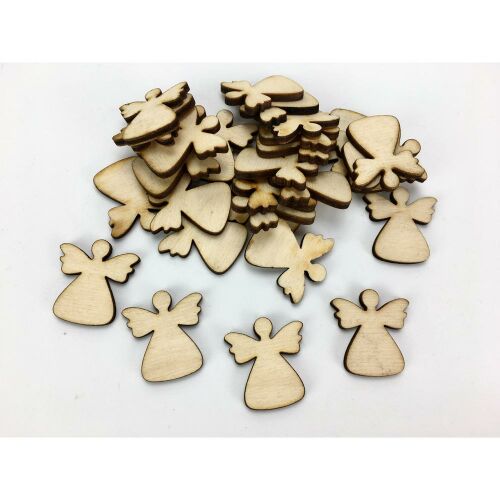30 db 2,8x3cm-es fa angyal forma, nyers, természetes fa, kézműves kellékek 