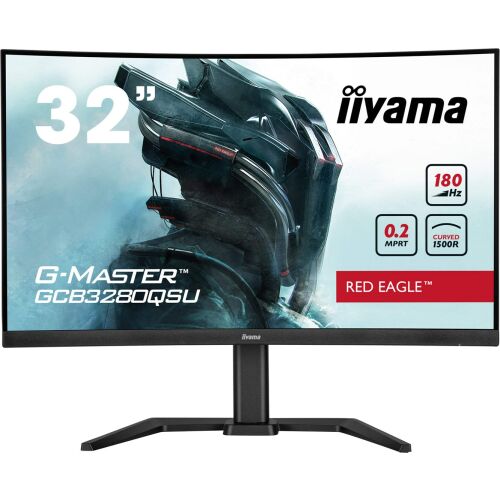Гейминг монитор VA LED iiyama G-Master 31.5" GCB3280QSU-B2 Red Eagle, WQHD2560 x 1440, HDMI, DisplayPort, извит екран, високоговорители, 180 Hz, 0.2 ms черен