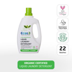 Ecos3 organický tekutý prací prostriedok, 750ml fľaša, koncentrovaná formula na 22 praní, cruelty-free a vegánsky - Prací gél