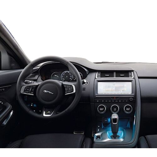 Wnętrze Jaguar E-Pace 2017-2025 z zainstalowaną folią ochronną na ekran nawigacji Duragon