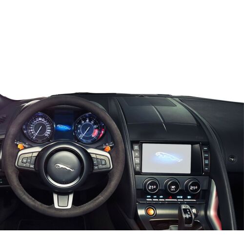 Wnętrze Jaguar F-Type Convertible 2017-2020 z zainstalowaną folią ochronną na ekran nawigacji Duragon
