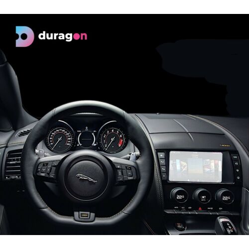 Матов протектор за навигационен екран Duragon, инсталиран в таблото на Jaguar F-Type Coupe
