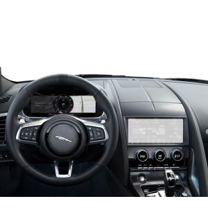 Deska rozdzielcza Jaguar F-Type Coupe 2020-2025 z zainstalowaną folią ochronną na ekran nawigacji Duragon - Pojazd i części