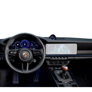 Folie de protecție pentru ecranul de navigație Duragon Porsche 911 (2018-2025) instalată în mașină - Electronica auto
