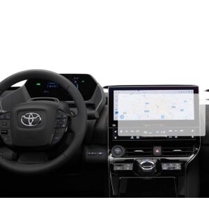 Folie de protecție mată Duragon pentru ecranul de navigație Toyota BZ4X (2021-2025) instalată - Accesorii electronice auto