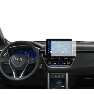 Folia ochronna na ekran nawigacji Duragon zainstalowana na desce rozdzielczej Toyota Corolla Cross 2022-2024 - Radio samochodowe